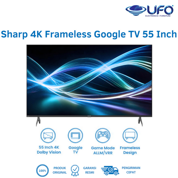 Sharp 55 Inch Frameless Smart Google TV 4K UHD 4TC55HJ6000I