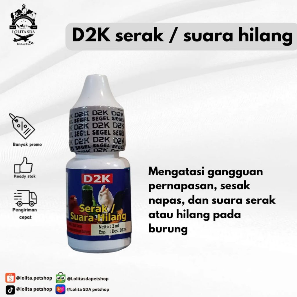 D2K Serak / Suara Hilang Obat burung serak & suara hilang utk burung