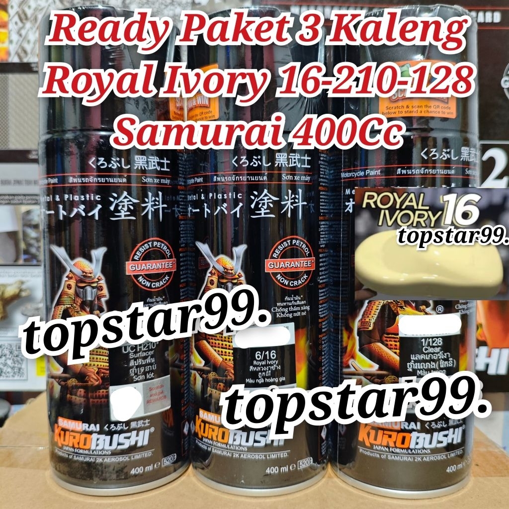 Pilok Pylox Cat Samurai Paket 3 Kaleng Royal Ivory 6 Putih Gading Epoxy Surfacer UC H210 210 Clear 1