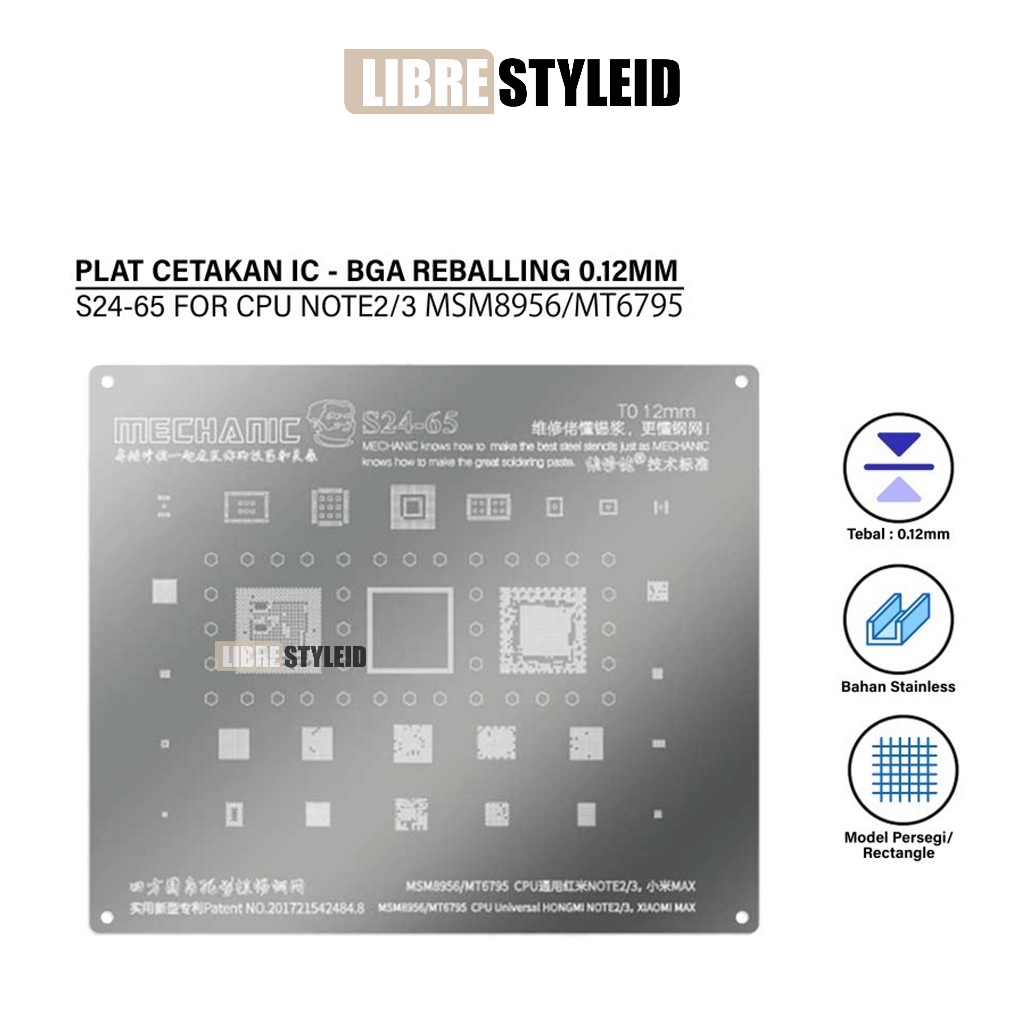 MECHANIC S24-65 CETAKAN IC 0.12MM MSM8956/MT6795 CPU Universal Redmi NOTE2/3/Xiaomi MAX ORIGINAL