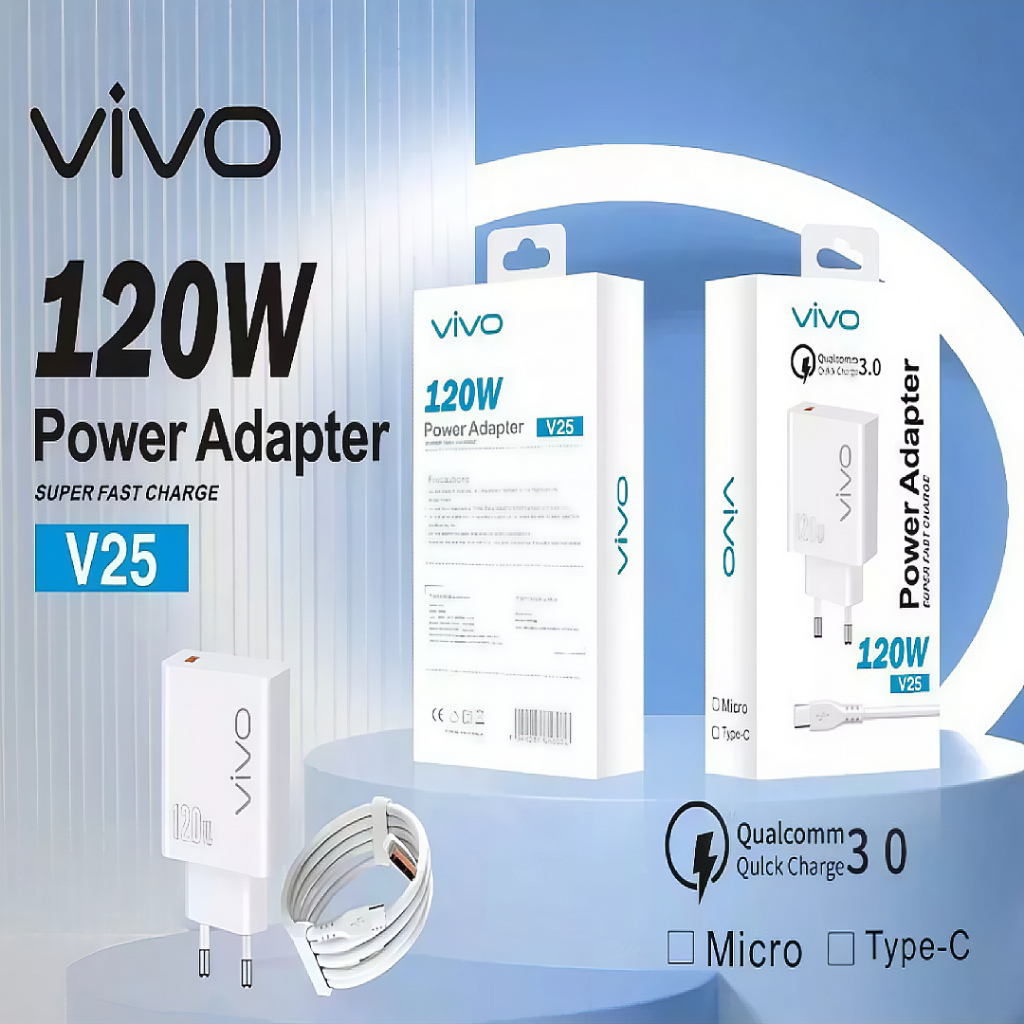 ABS - Charger Ori 100% vivo V25 120W 5G flash charge Support FastCharging super Vooc kompatible semu
