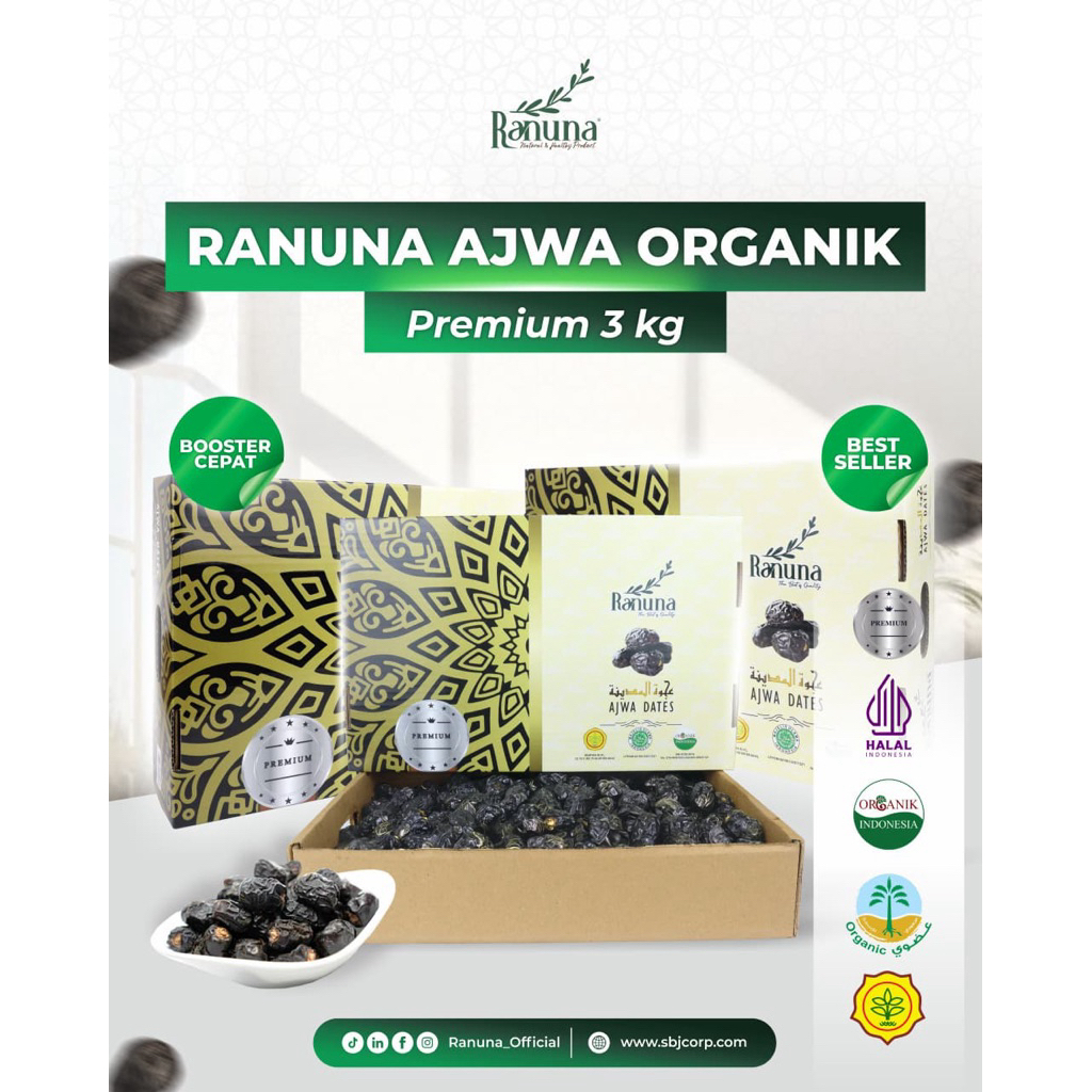Kurma Ajwa Ranuna kemasan 3 kg Premium