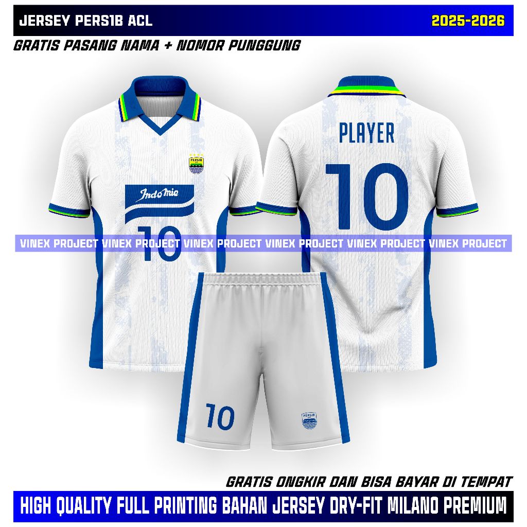 JERSEY PERSIB ACL AWAY CUSTOM NAMA GRATIS SATUAN