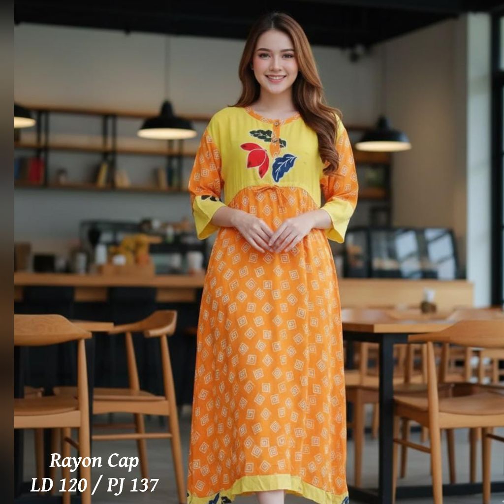 Longdress gamis maxy dress Atasan Rayon Batik Cap Longdress Cap Modern Terbaru || Longdress rayon Ma