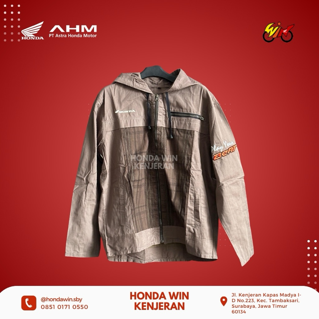 Jaket Sepeda Motor hoodie Beat Honda ASLI coklat