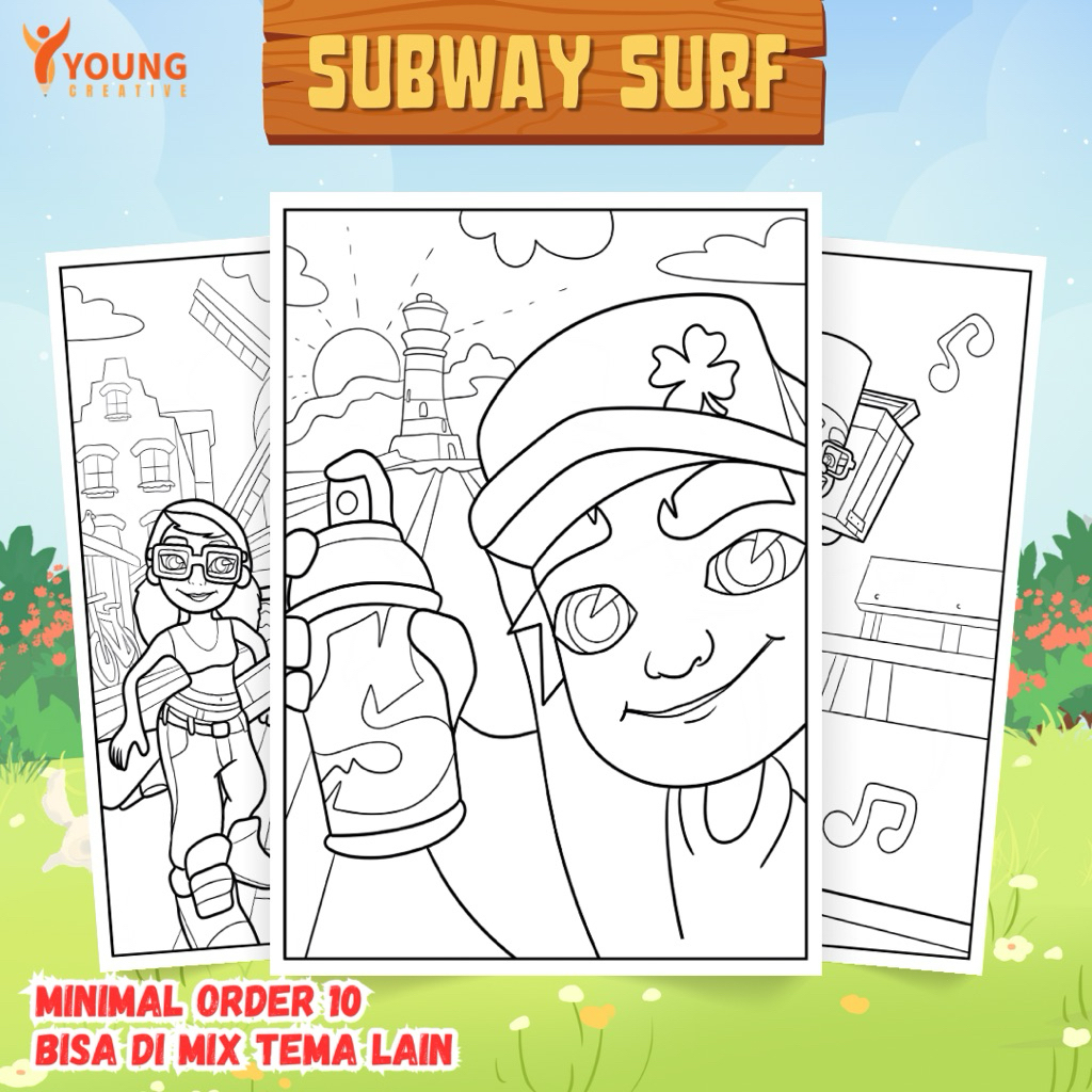 150 GSM KERTAS MEWARNAI / COLORING PAGE SUBWAY SURF