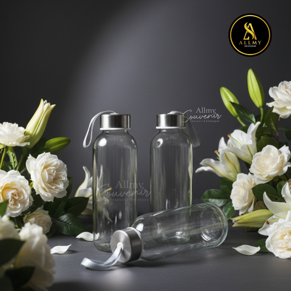 Botol Minum Kaca Bening Polos 420ml