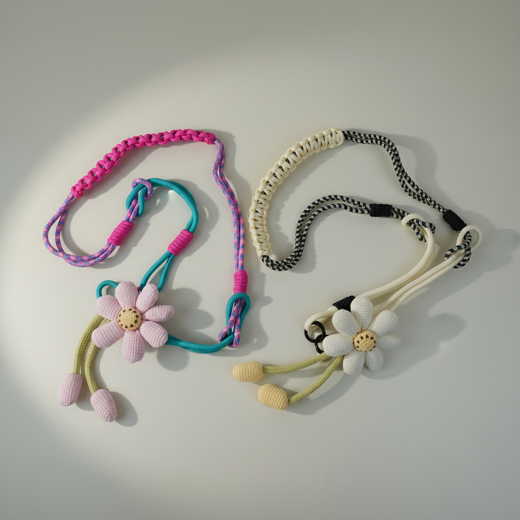 Daisy Tumbler Strap Black-Cream and Pink-Green – Tali Panjang Selempang Sling Bag Multifungsi untuk 