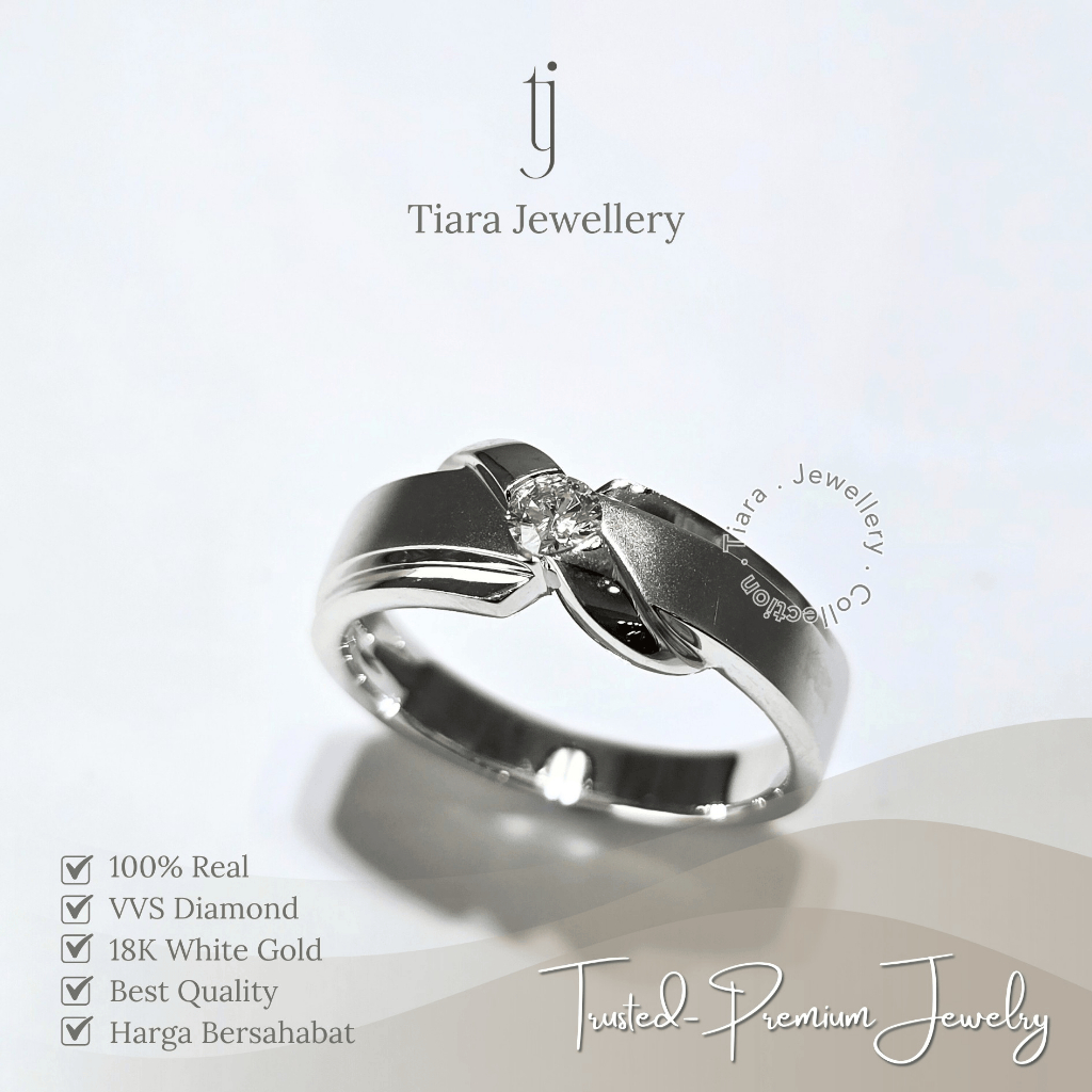Tiara Jewellery - VVS Diamond Proposal Everyday Ring 18K White Gold [WL109] / Cincin Simple Minimali