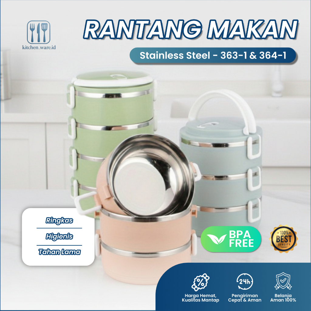 King Balance Kotak Makan Rantang Makan Siang Stainless Susun Bento Besar Rantang Makan Mewah 364