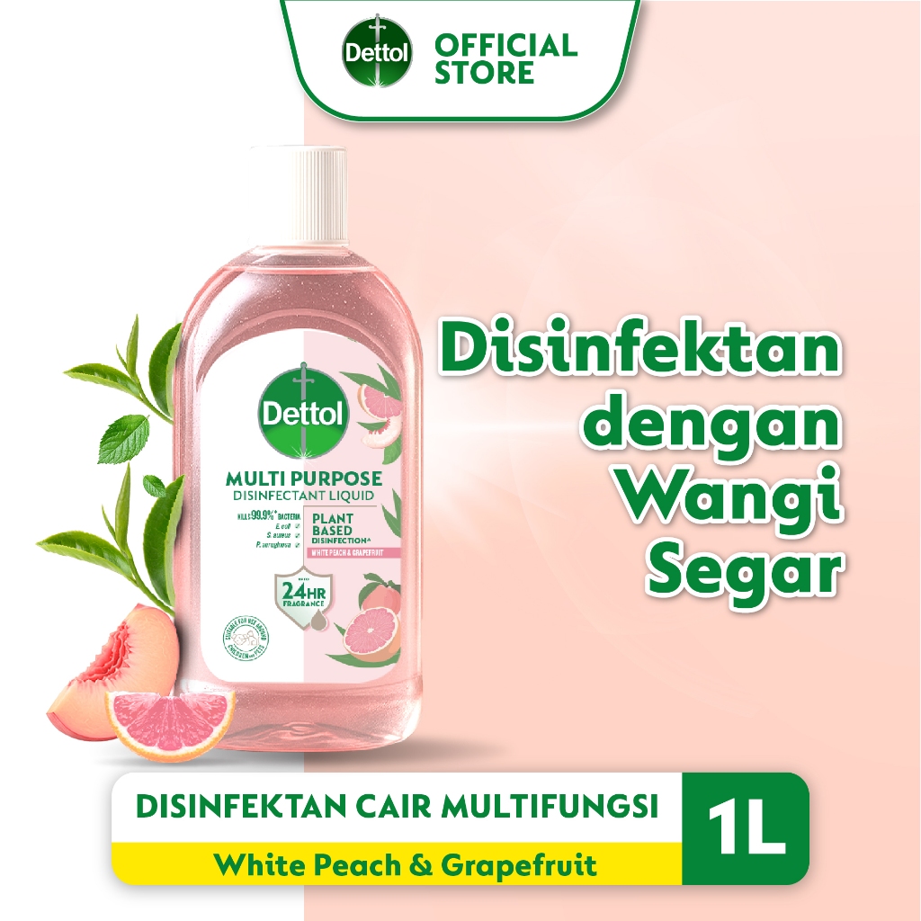 Dettol Pink Multipurpose Disinfectant Liquid Peach & Grapefruit 1L – Disinfektan Multifungsi Wangi S