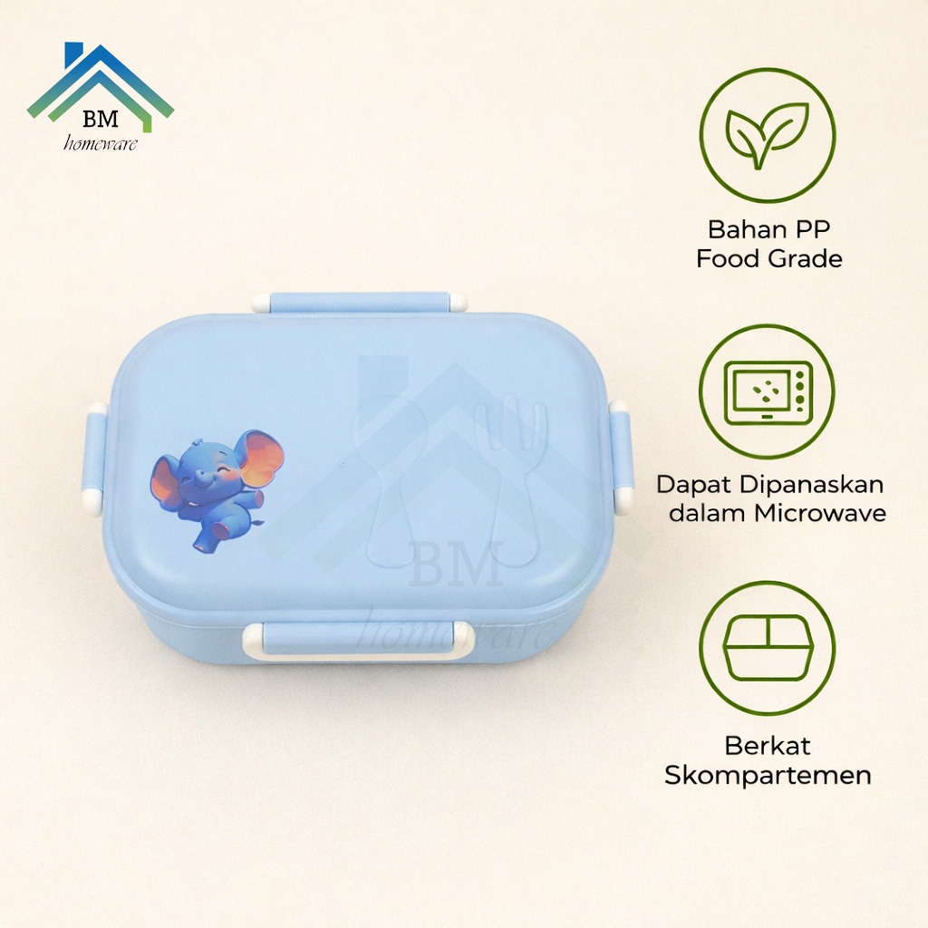 Kotak Bekal Anak Karakter / Kotak Makan Anak Sekat Lucu