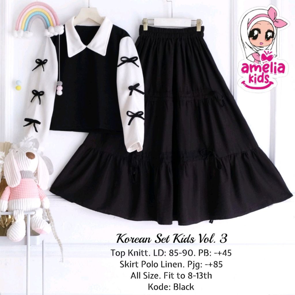 Baju Setelan Anak Pita Set Kids By Amelia Untuk Usia 8-13 Tahun ( Bisa COD ) Denada Set Rok