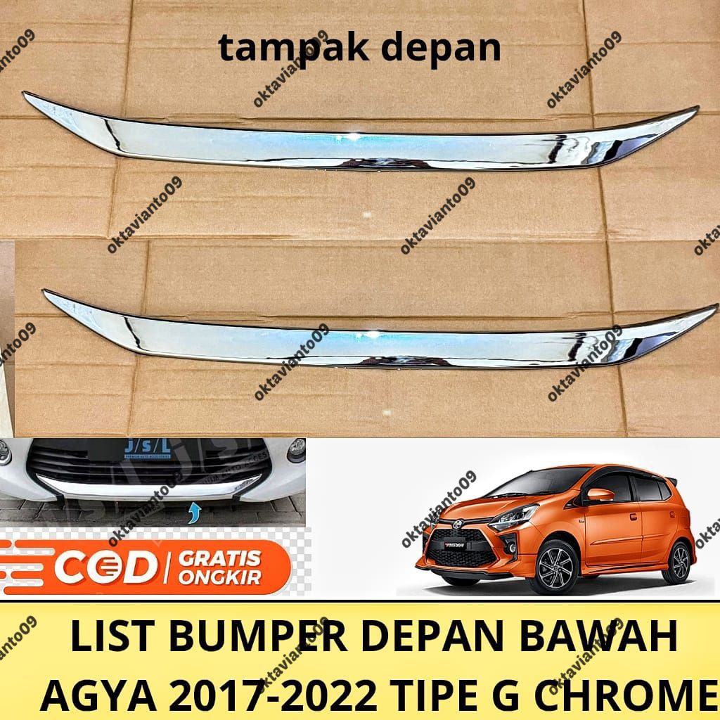 List Bumper Depan Agya 2017 2018 2019 2020 2021 2022 Chrome Front Bumper Trim