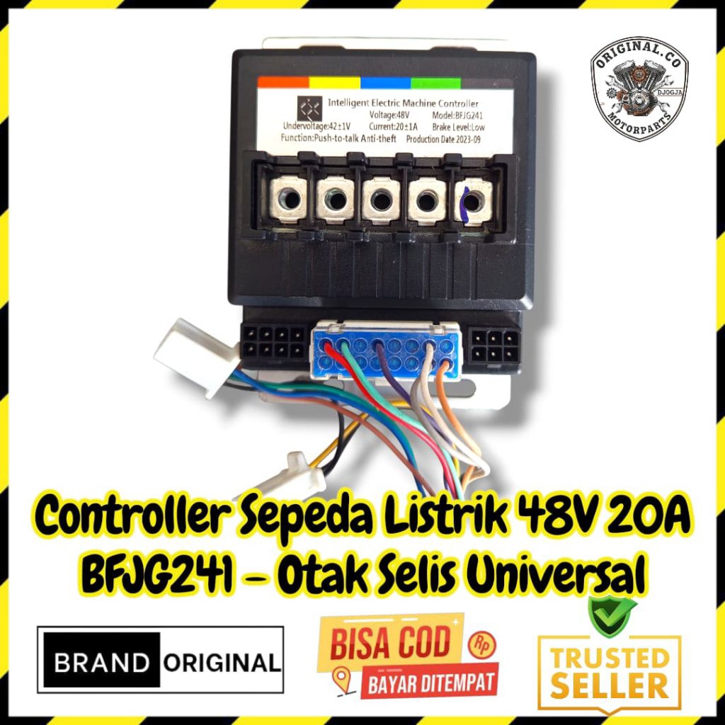 Controller Sepeda Listrik 48V 20A BFJG241 - Set Kabel Soket Biru Original