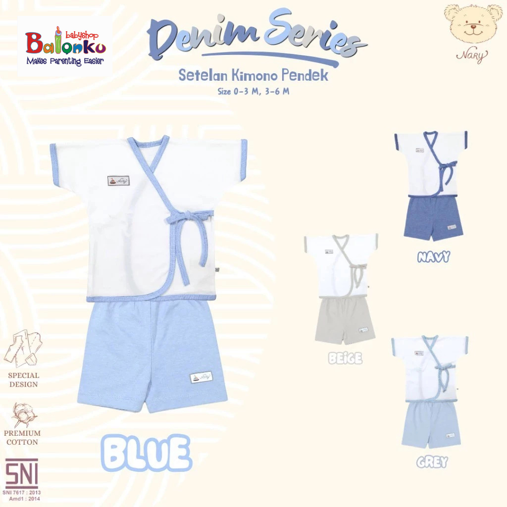 NARY - Kimono Putih Model Kimono / Setelan Baju Bayi 0-6M