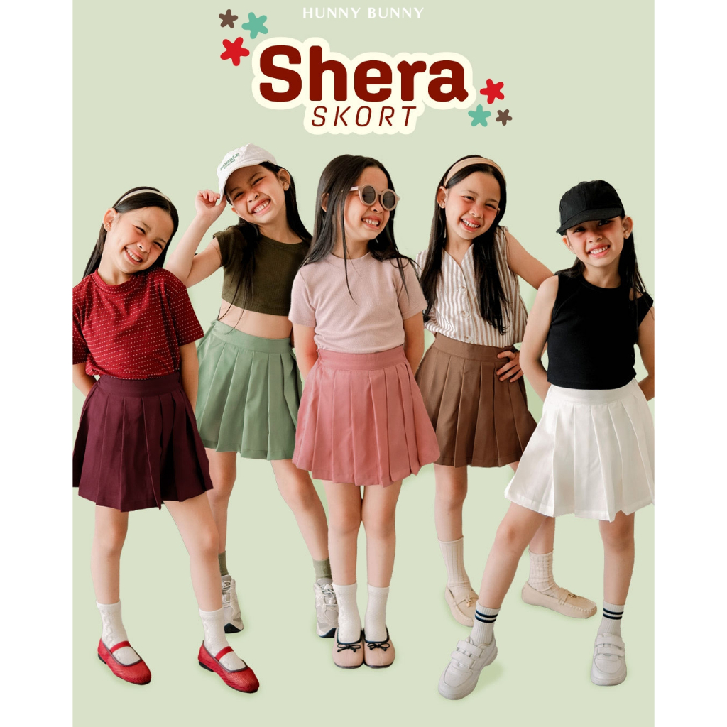 SHERA PLEATS SKORT | Hunny Bunny | Celana Rok Golf Tenis Anak Perempuan | Rok celana Pendek