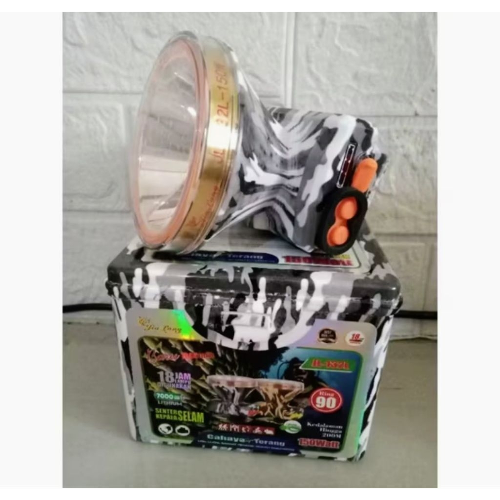 COD Jinlong JL-132L Senter Kepala Selam 150W Gratis Kacamata Selar | Headlamp Diving Cahaya Kuning P