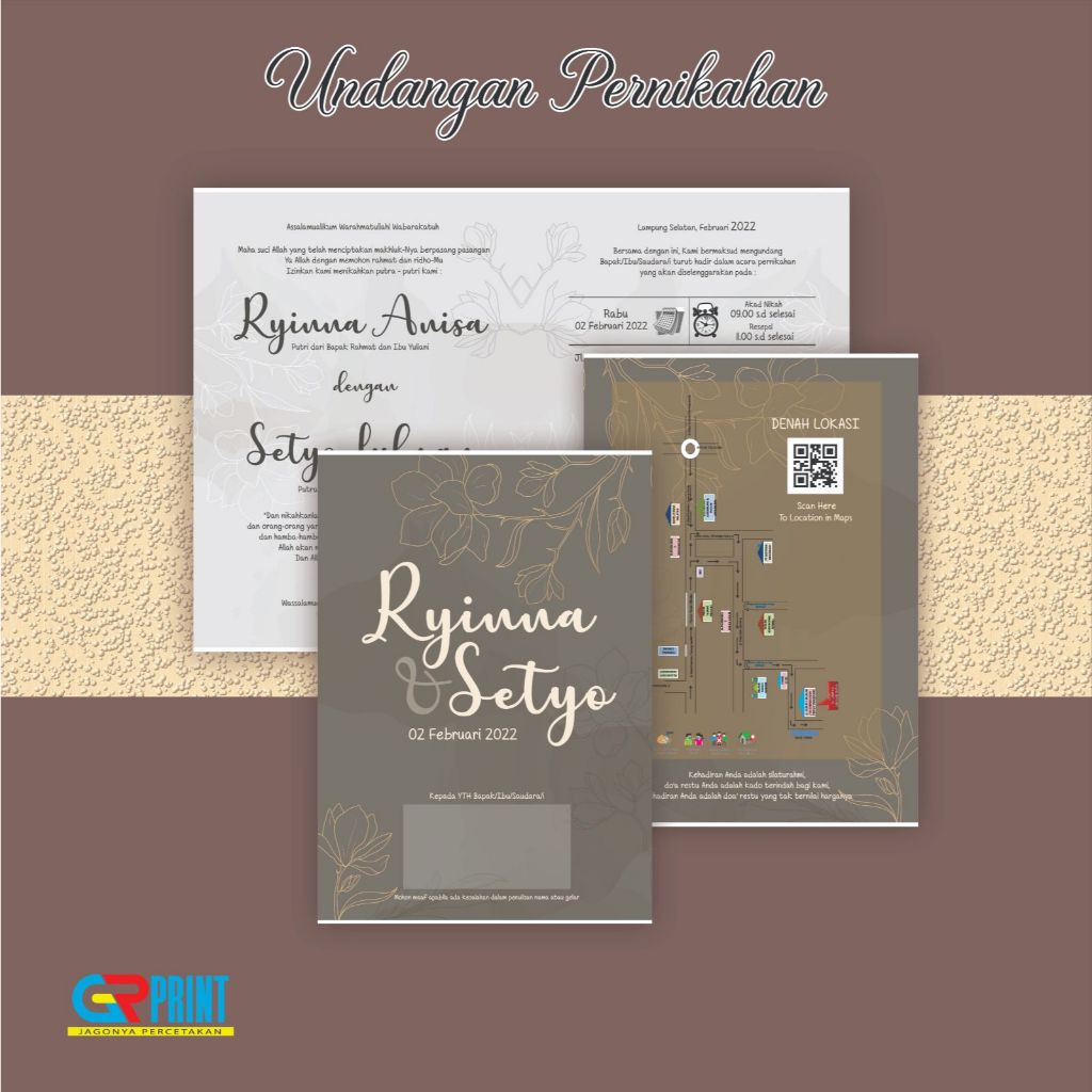 Surat Undangan Pernikahan ( 002 ) aestethic, vintage, elegan, unik, murah, mewah & fullcolour