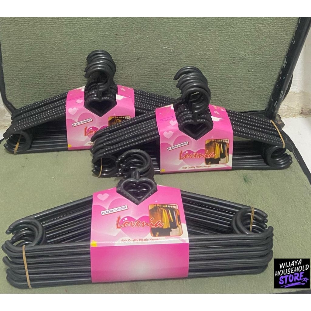 Gantungan Baju Plastik / Gantungan Baju Dewasa / Gantungan Baju Hitam / Gantungan Baju Lovenia Hitam