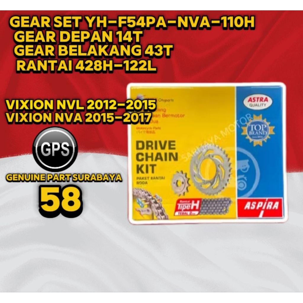 Gear Set Vixion Nvl, Vixion Nva (NVA-110H) Original Aspira