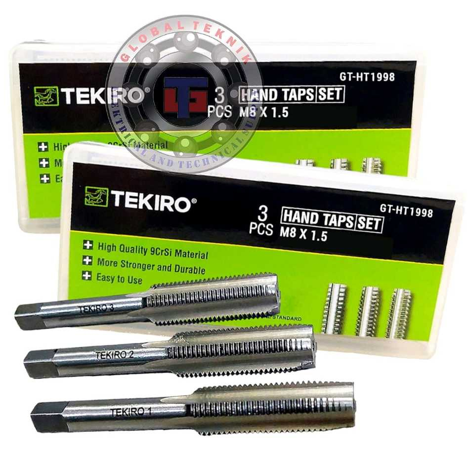Hand Tap Set M8 X 1.5 mm 3 Pcs Tekiro-1 Set Hand Tap M8x1.5 mm Tekiro