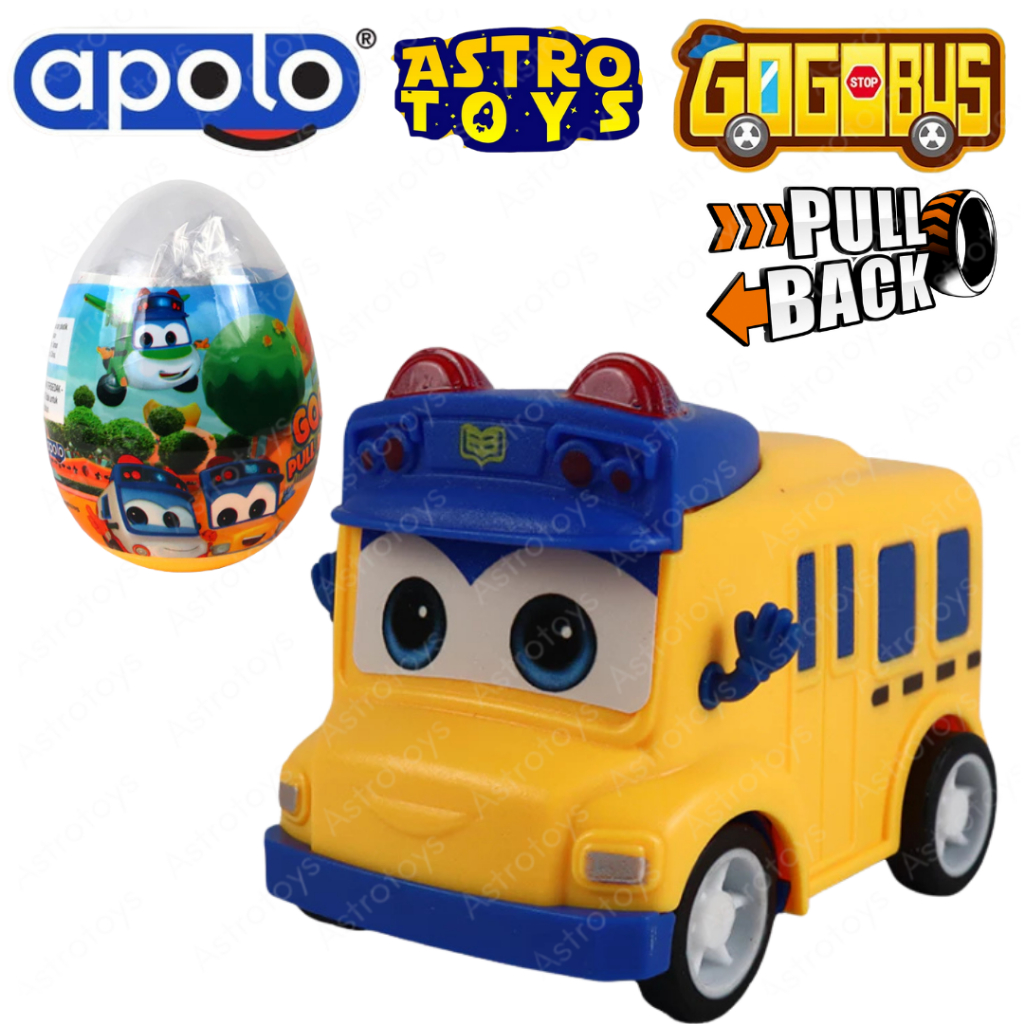 Apolo Gogo Bus School Bus Pull Back Vehicle Original / Mainan Mobil Bis