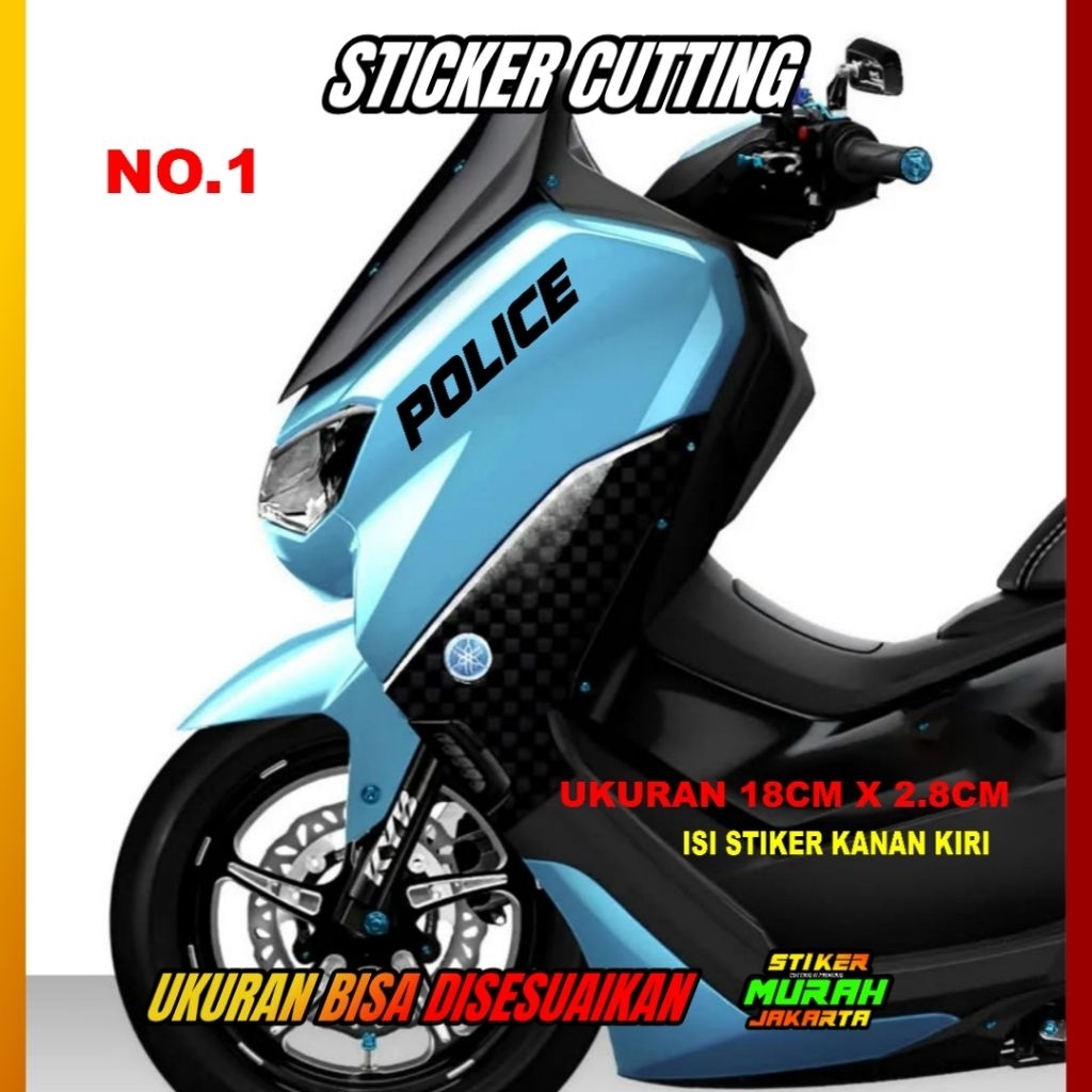 STIKER TAMENG DEPAN MOTOR NMAX LOGO POLICE STICKER CUTTING CUSTOM TRANSPARAN