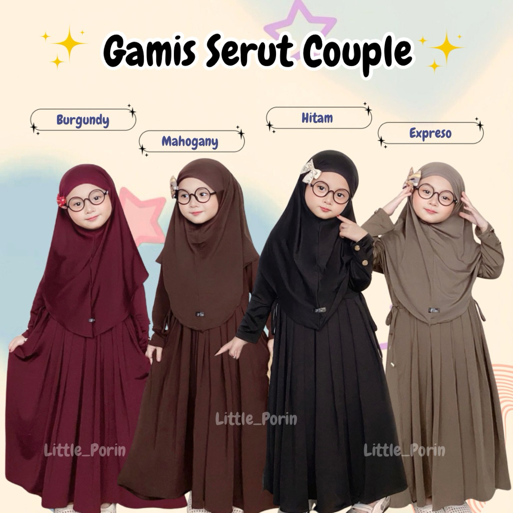 Little Porin - Aseqa Abaya Serut Couple - Baju Syar’i Anak dan Ibu - Gamis Jersey
