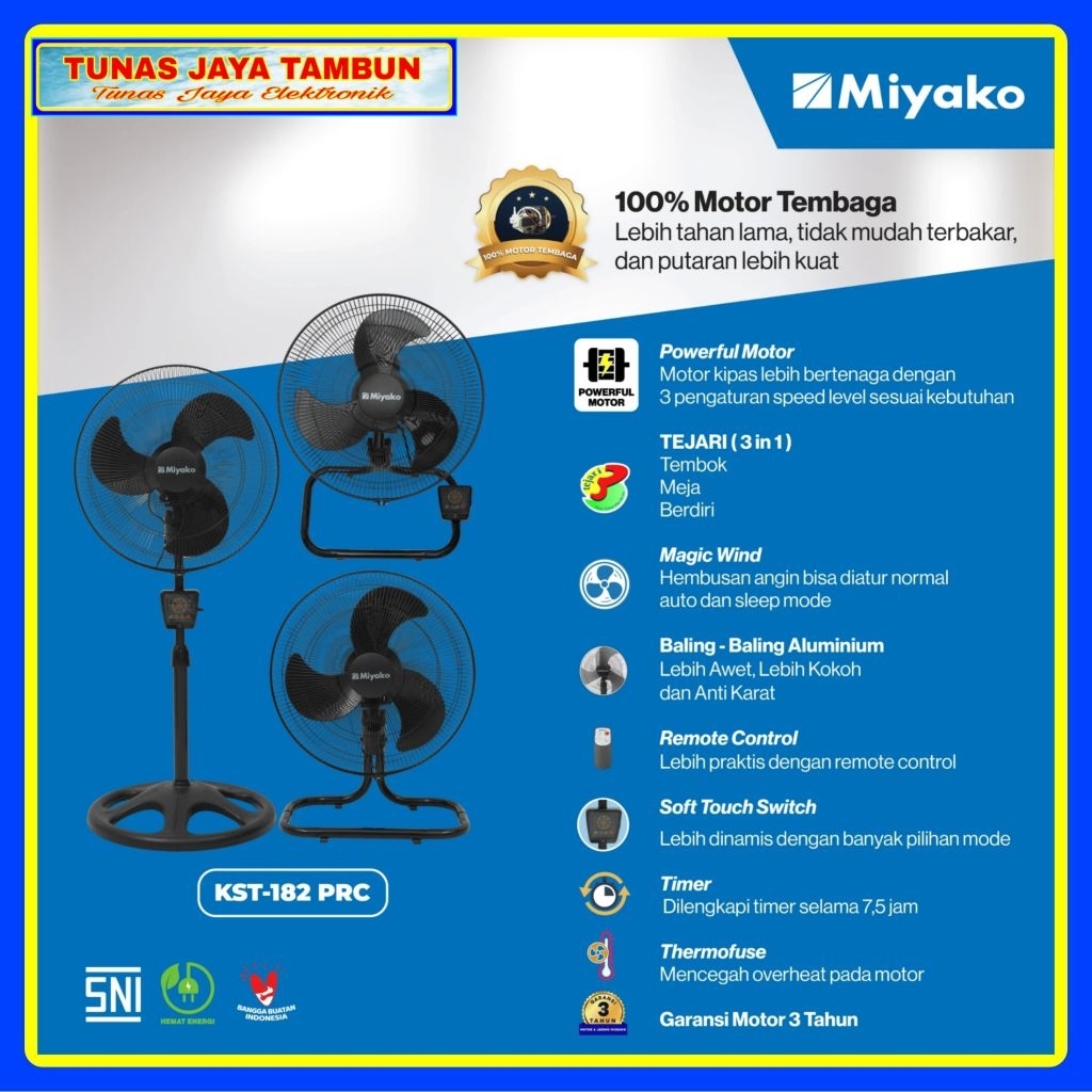 STAND FAN MIYAKO KST 182 RC / KIPAS ANGIN BERDIRI MIYAKO 18 INCH KST 182 RC