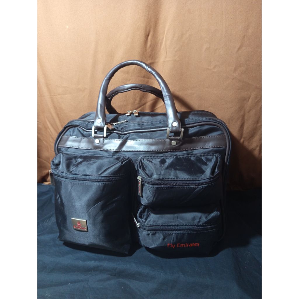 Duffle Bag Fly Emirates Nilon mix Kulit Asli mix Kanvas second ori