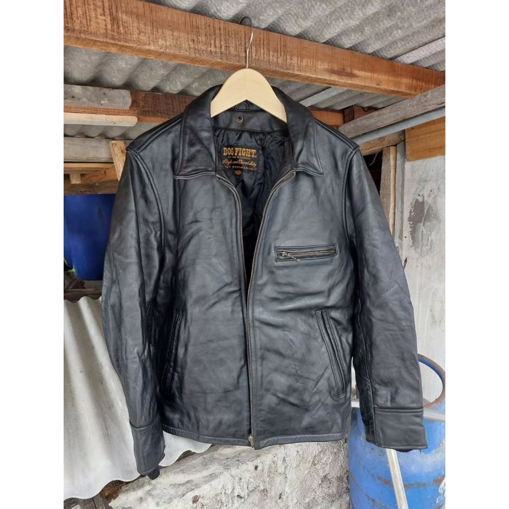 Dog Fight Jaket Kulit Vintage Biker Caferacer Single Rider Detroit Classic Retro Rugged Style Leathe