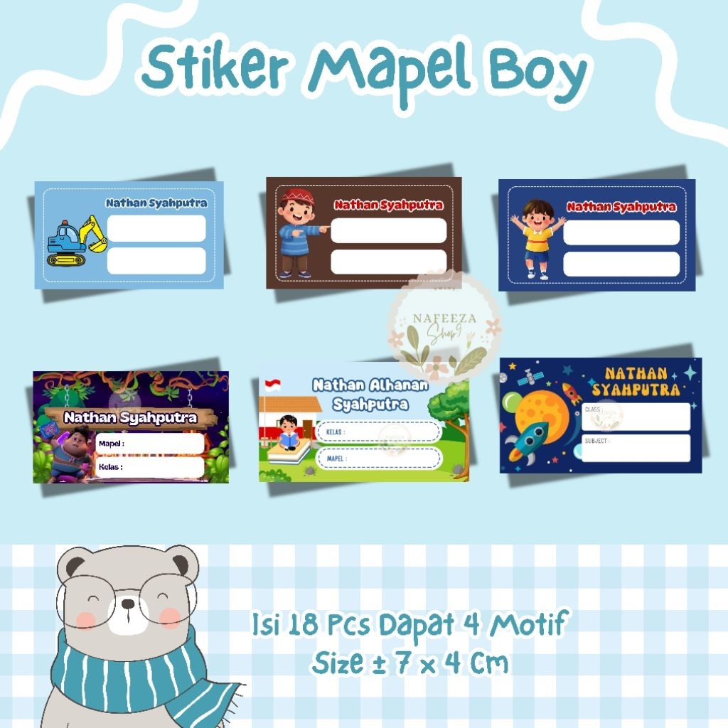 18 pcs stiker Mapel - Label buku pelajaran Sekolah- Stiker Mata Pelajaran  label nama buku pelajaran