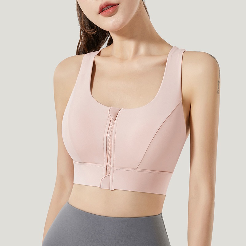 WX183 Sport Bra Seamless Premium Zip Push Bra Olahraga Shockproof Gym Yoga Tenis Padel Fitness