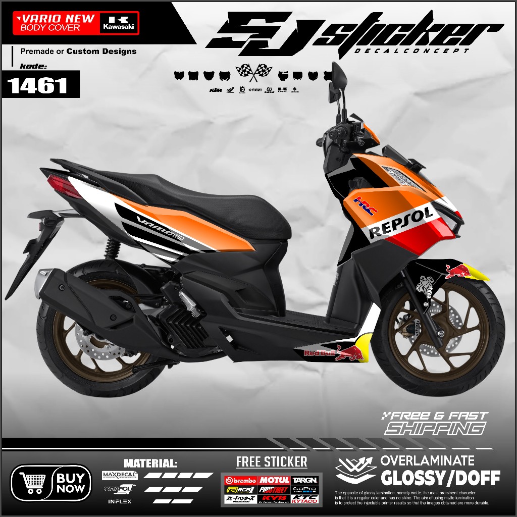 1461 Dekal Sticker VARIO NEW 160 Full Body Stiker Skotlet VARIO Desain REPSOL