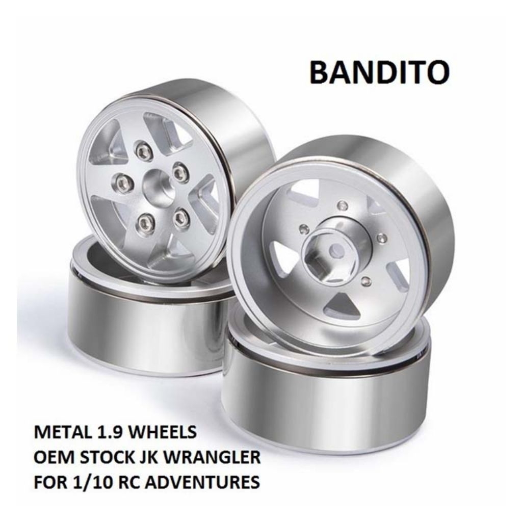 BANDITO Velg Metal Beadlock 1.9 V21 Full Silver for RC Adventure 1/10 SCX10 II Freemen RGT