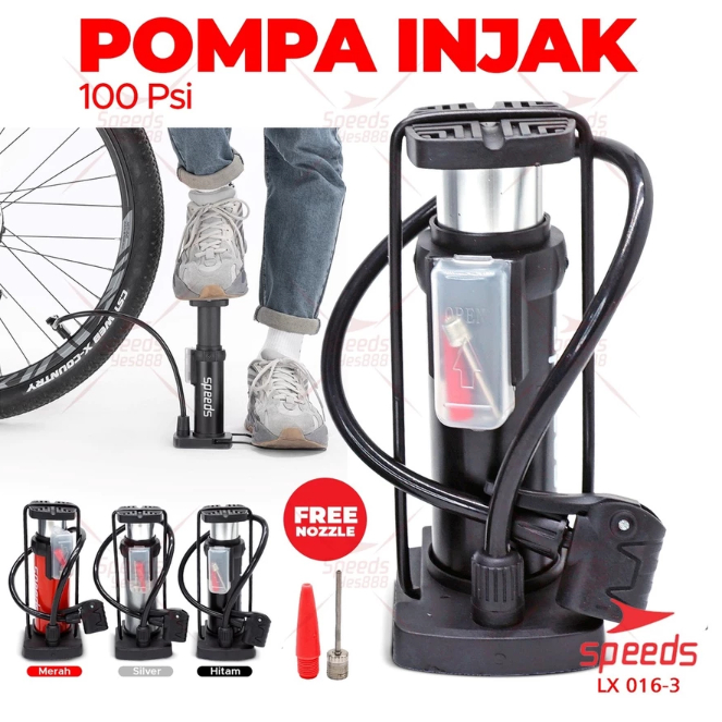 SPEEDS Pompa Kaki Bola Sepeda Mini Portable Multifungsi 100 PSI
