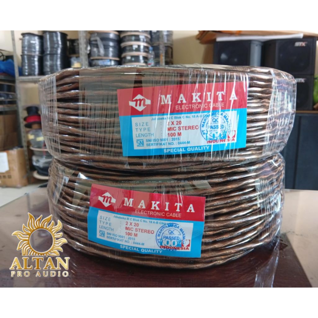 kabel mic stereo isi 3 makita 2x20 panjang 100 meter / kabel mic makita stereo transparan panjang 10