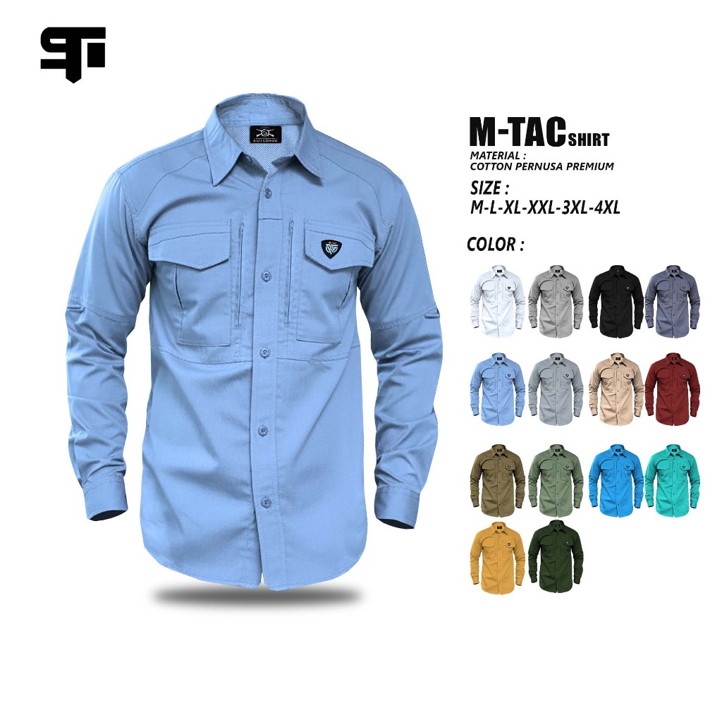 Kemeja Tactical M-TAC Lengan Panjang Unisex - Bahan PERNUSA, Jahitan Kuat,Banyak Pilihan Warna