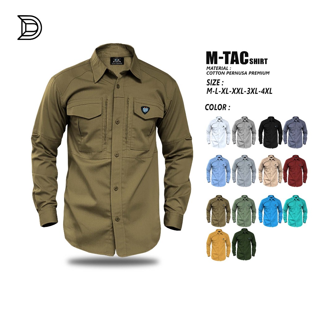 Kemeja Tactical M-TAC Lengan Panjang Unisex - Bahan PERNUSA, Jahitan Kuat