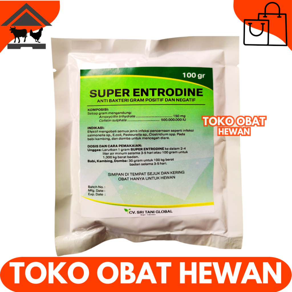SUPER ENTRODINE 100 gr | Obat Mencret Ternak - Obat Mencret Ayam - Obat Mencret Kambing - Obat Mencr