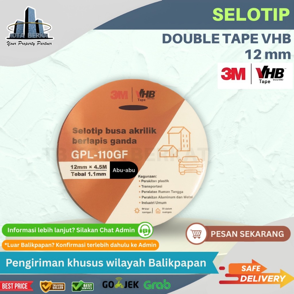 DOUBLE TAPE VHB / LAKBAN BOLAK BALIK VHB 12MM & 24MM