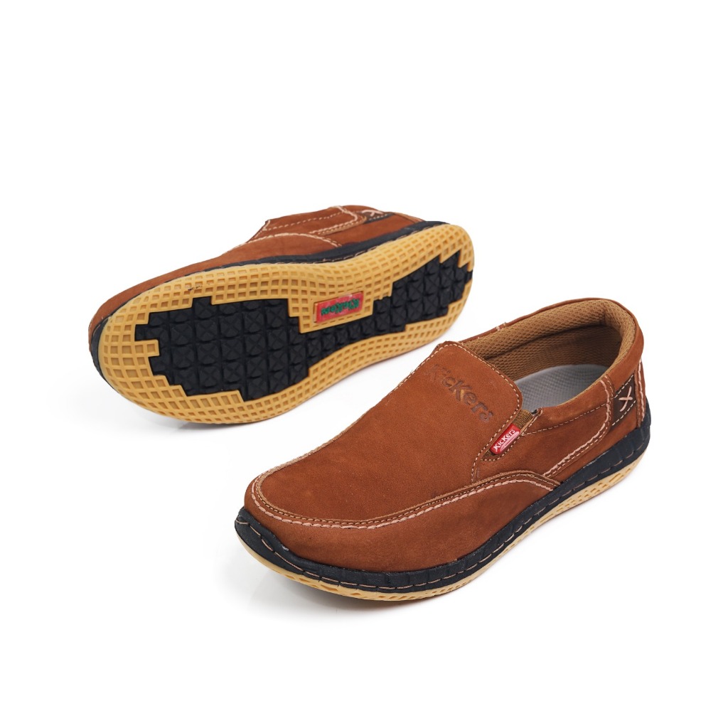 Sepatu Kickers / Sepatu Kulit Pria Slip On Selop Bahan Kulit Asli 100% Murah Keren dan Elegan / Sepa