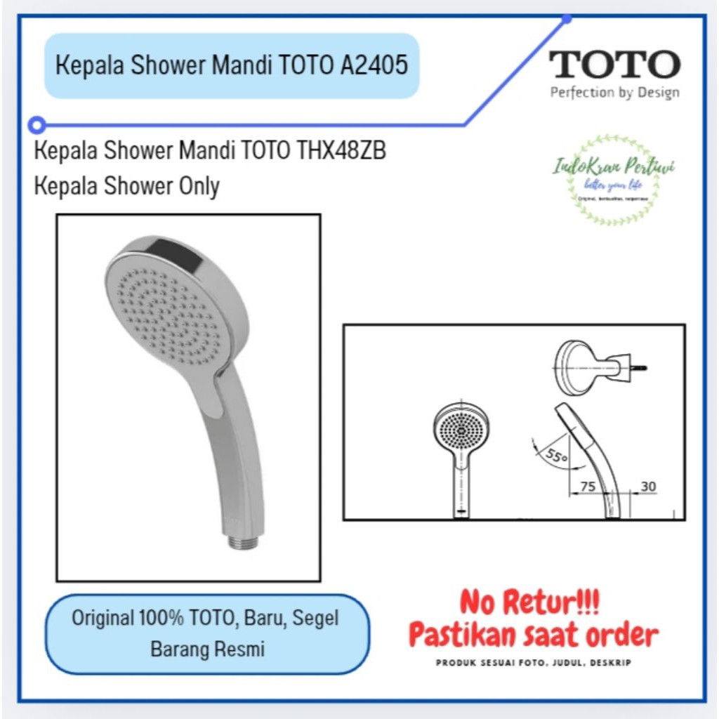 Kepala Shower Mandi TOTO A2405/ Kepala Shower Mandi TOTO untuk THX48ZB/Spare Part TOTO