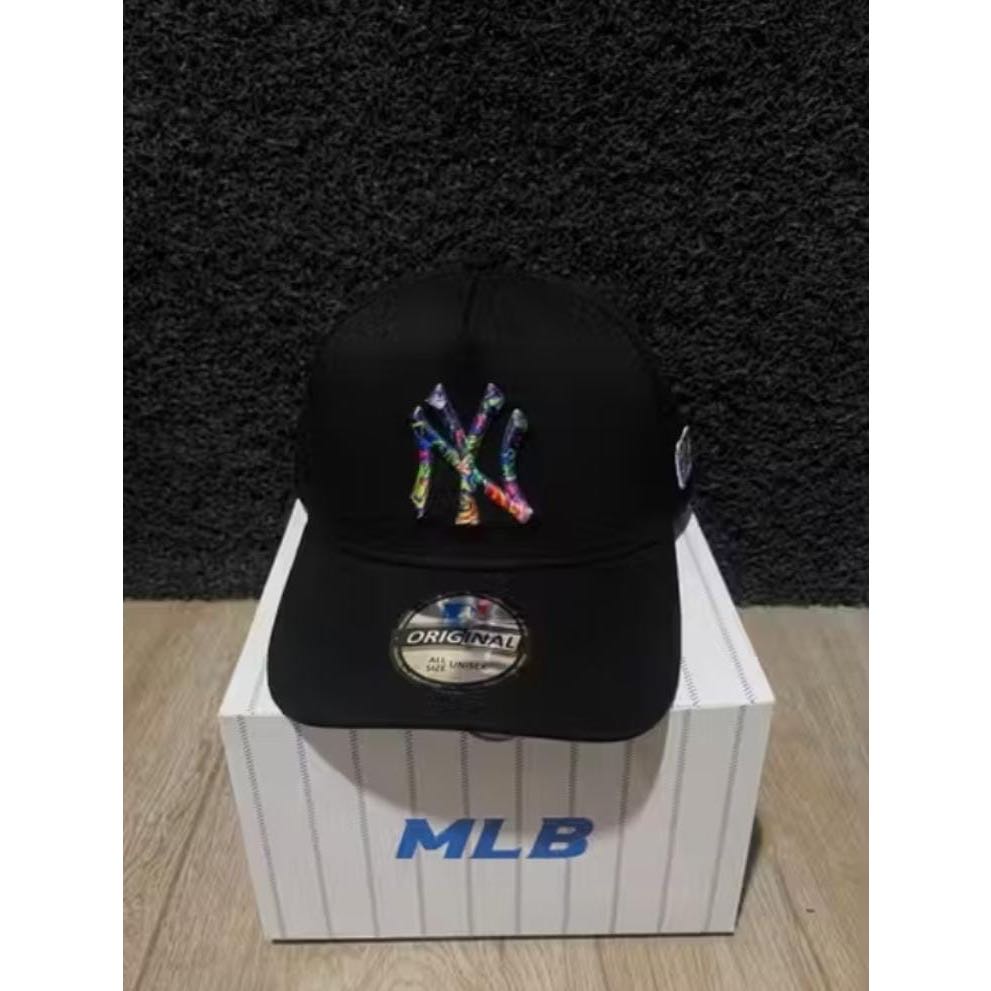 TOPI BASEBALL MLB NY RAINBOW LOGO ORIGINAL BLACK CAPS / TOPI PRIA WANITA FULL SET / TOPI FULL SET