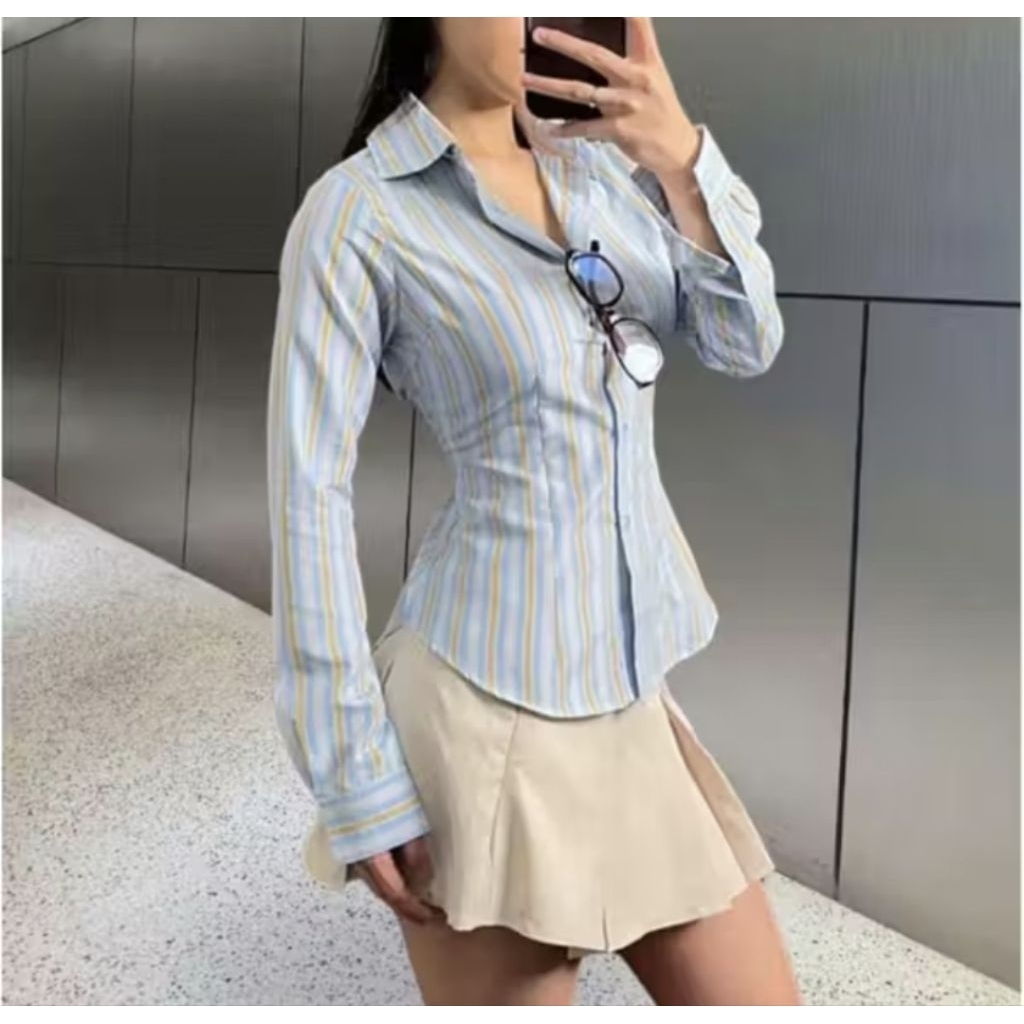 Kemeja Kerja Wanita Wispie Girl Boss - Nyaman, Karet Pinggang, katun premium