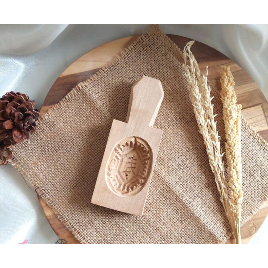 Kayu cetakan bangkit tatakan kue bentuk Qura kura