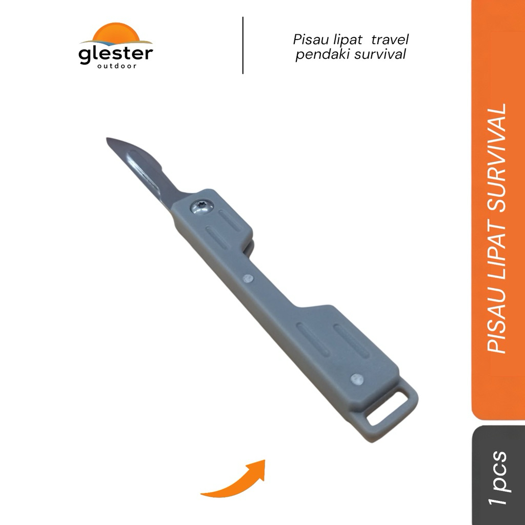 Slyz Pisau Lipat Outdoor Portable Folding Knife Survival Tool Keychain - Slyz53 - Silver glester out