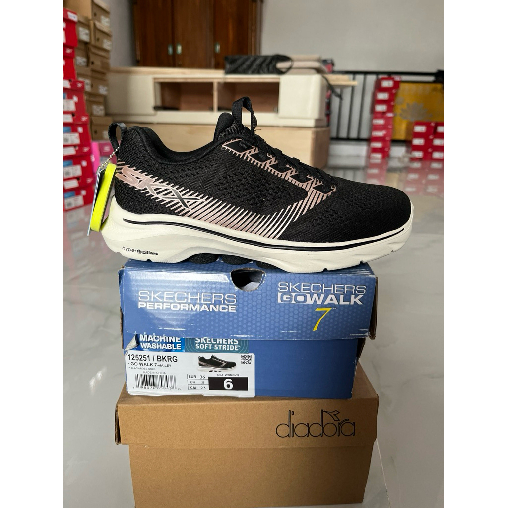 skechers womens black/rose gold sepatu skechers ske 125251 size 36 37 37,5