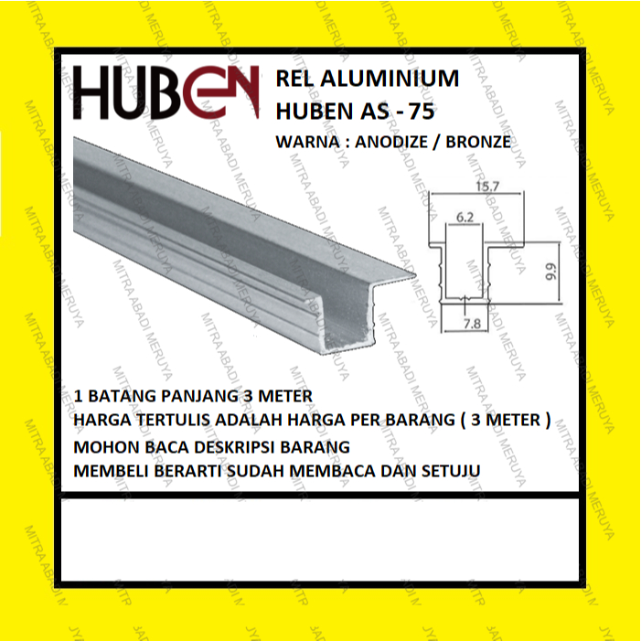 Rel Sliding Pintu Lemari Geser 75 Bronze - HUBEN-75